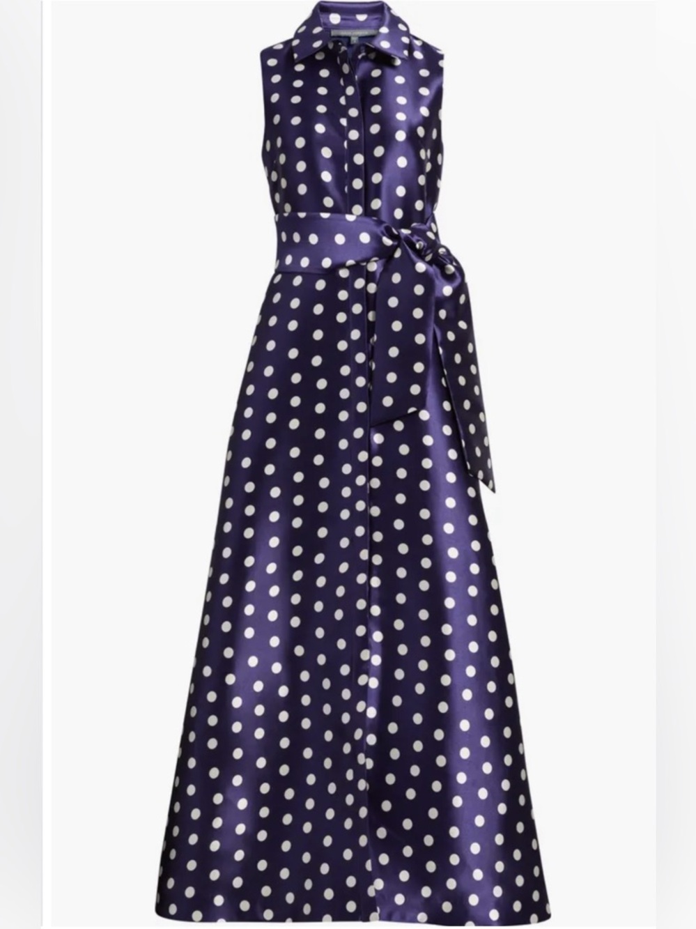 Julia Jordan Twill Polka Dot Gown Dress Navy NEW - Picture 3 of 6